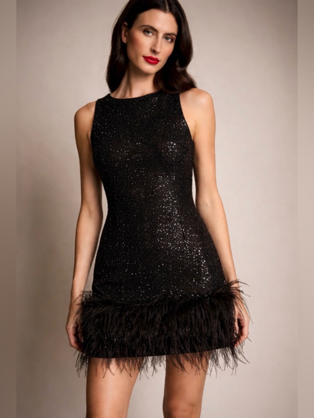 Sail to Table Black Feather Mini Dress | Ostrich Luxe Cocktail Party